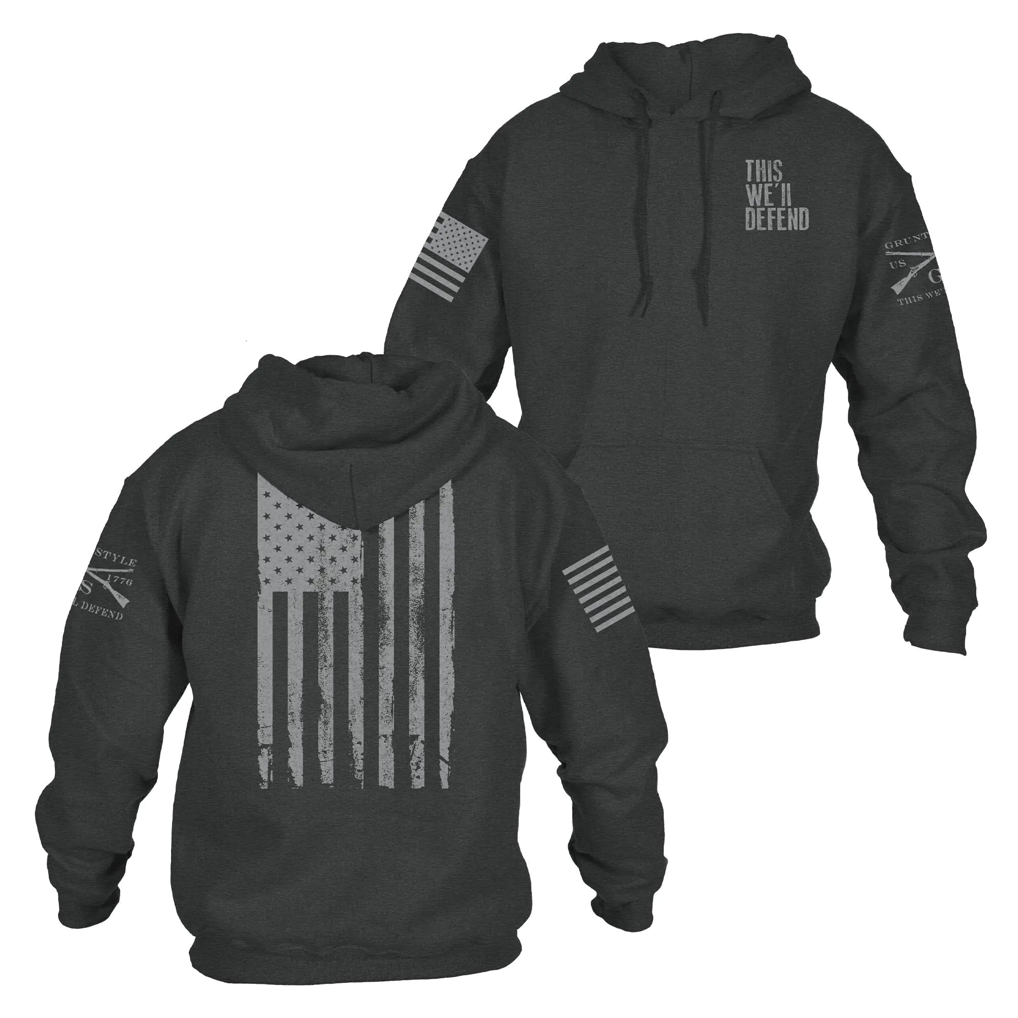Grunt Style This Well Defend Mens Pullover Hoodie (Dark Heather Small)